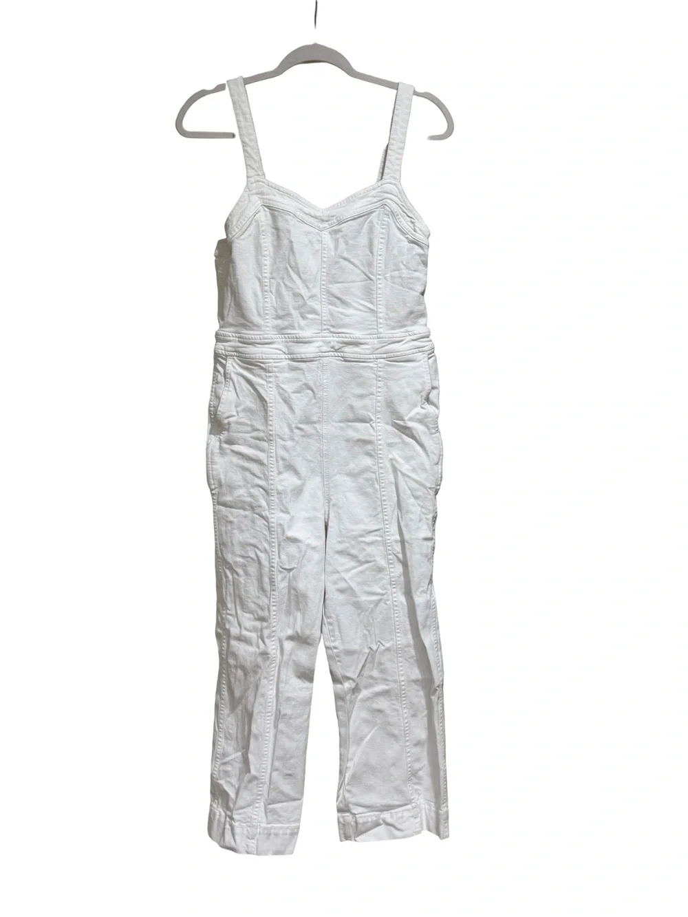 ๐ค Madewell Denim Seamed Wide-Leg Jumpsuit Pure White Size 10 - Picture 10 of 16